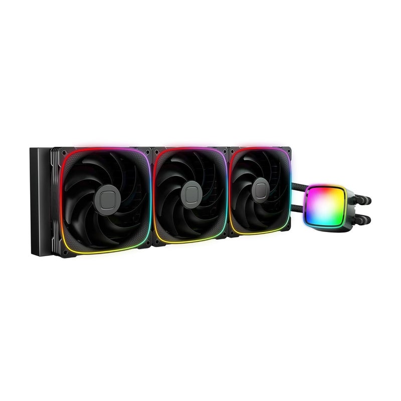 Geometricfuture Eskimo Pro - 420mm AIO CPU Liquid Water Cooler- RGB PWM Squama 2503B 140mm Fan x 3- Fit Intel® LGA 1700, AMD®AM5 - Black- (GEO-EP-42B) - Image 1